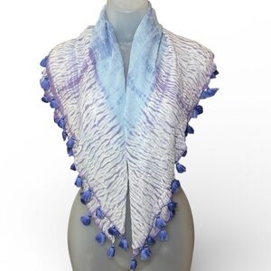 Eileen Fisher Colorfield Shibori Silk Gorgette Square Scarf Tassel Detail NWT